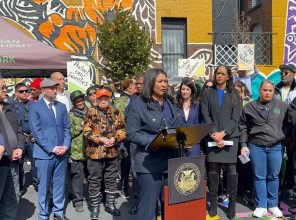 Photo shows March 7 event promoting SFPD/DA funding